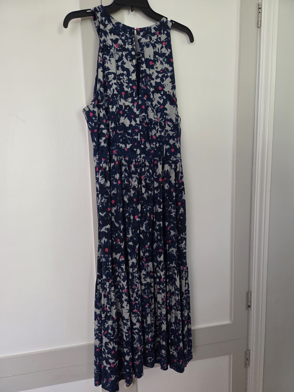 Taylor Navy Floral Dress with Bright Pink Details